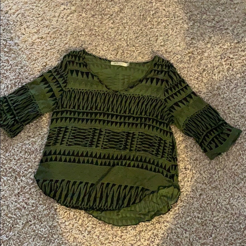 Green and black cute blouse